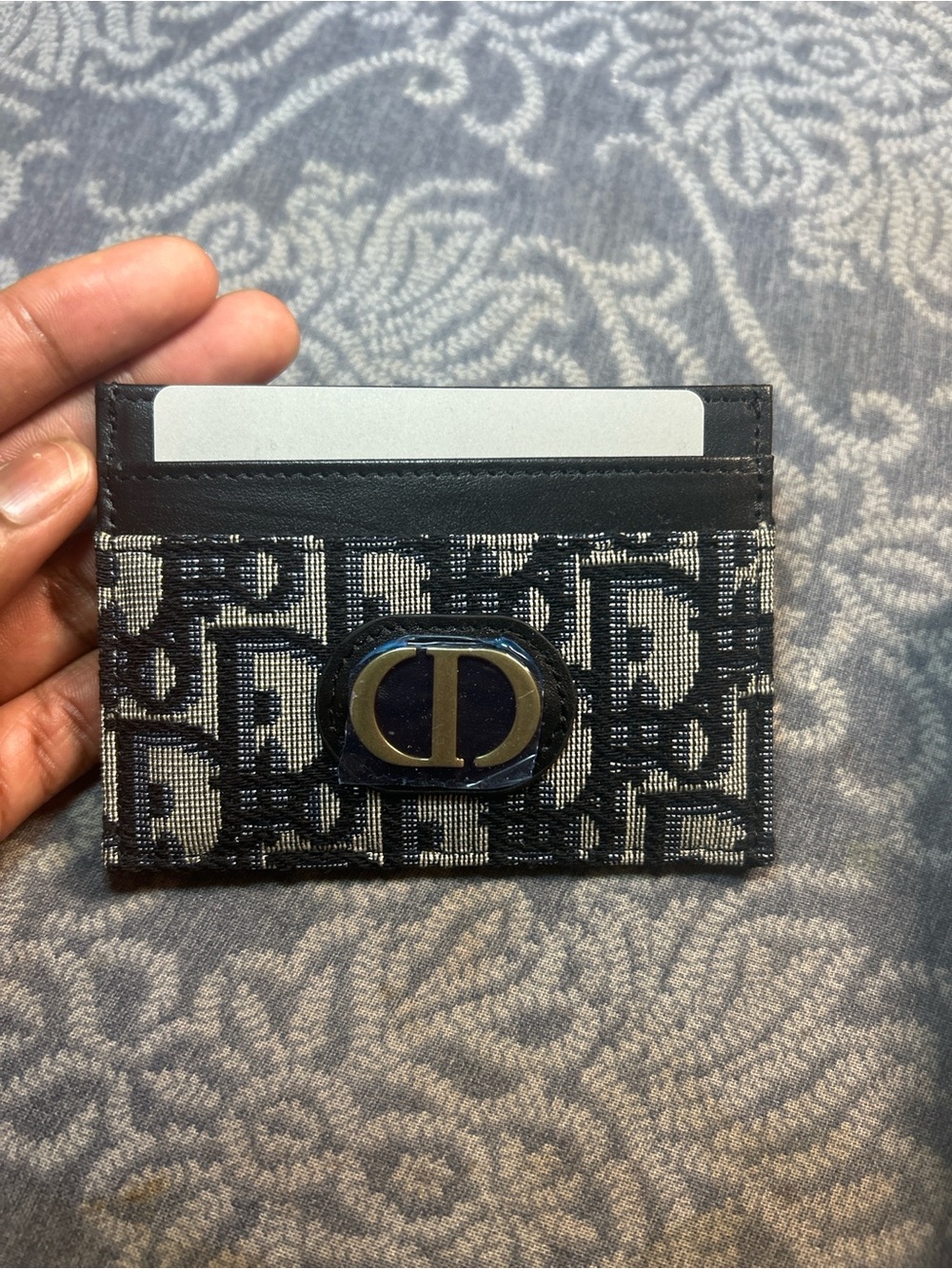 Dior Black and Beige Monogram Card Case with CD Logo